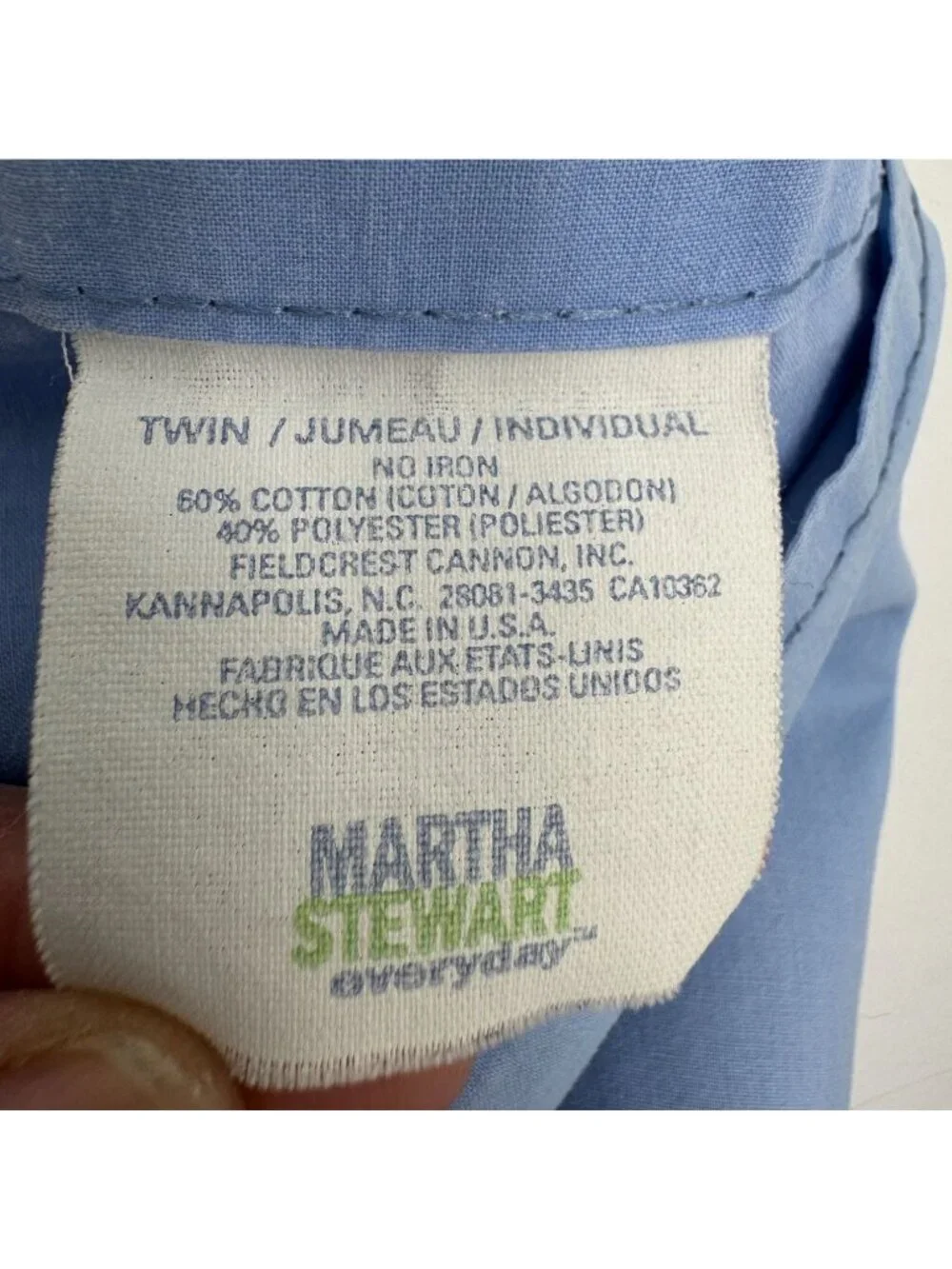 Martha Stewart Everyday Blue Solid Color Cotton Blend Twin Flat Sheet Bedding